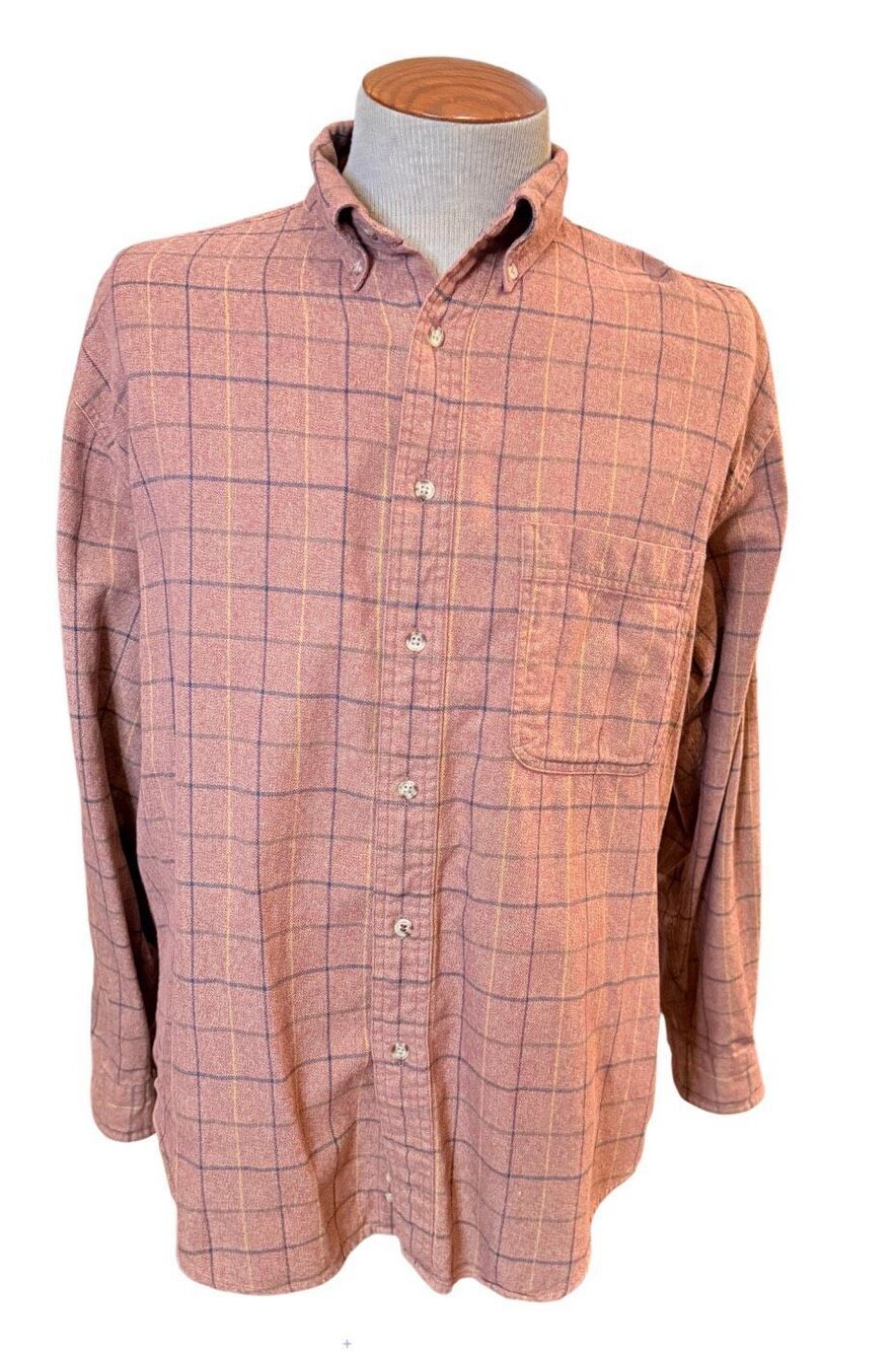 Eddie Bauer Men’s Flannel Button Down Plaid Shirt Sz. Large Classic Iconic Eleva